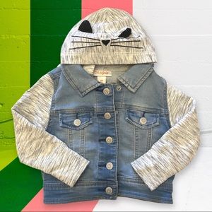 Cat & Jack Denim & Knit Hooded Cat Jacket 18m